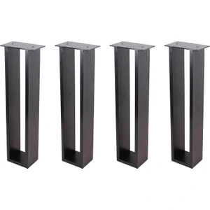 Metal Dikdörtgen Sehpa Ayağı 4lü Set Siyah Renk