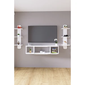 120 cm  Ayaksız Duvara Monteli Tv Ünitesi ve 2 Adet 90 cm  Uzunluk Duvar Rafı