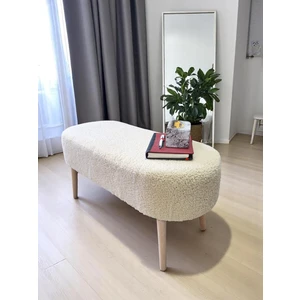 Eksen Teddy Kumaş Puf, Geniş Oturumlu Bench, Modern Ayak Ucu Pufu, Yumuşak Oturma & Sehpa, 90 x 35CM