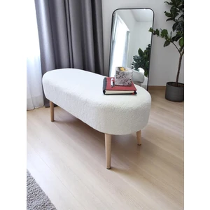 Eksen Teddy Kumaş Puf, Geniş Oturumlu Bench, Modern Ayak Ucu Pufu, Yumuşak Oturma & Sehpa, 90 x 35CM