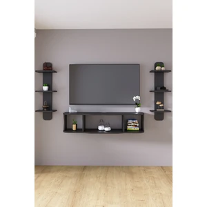 120 cm  Ayaksız Duvara Monteli Tv Ünitesi ve 2 Adet 90 cm  Uzunluk Duvar Rafı