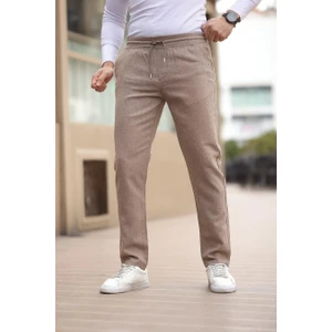 Düğmesiz Düz Kumaş Vizon Jogger Pantolon
