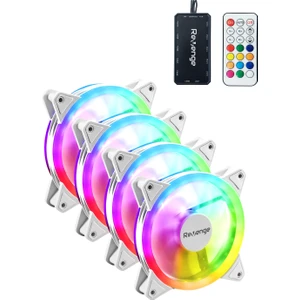 RV400 4in1 Kumandalı Beyaz 12CM Rgb Fan Seti Fan Kontrolör Dahil 120MM 4lü Kasa Fan