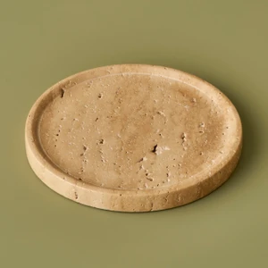 Ephesus Traverten Yuvarlak Dekoratif Tabak Naturel (20X4 Cm)