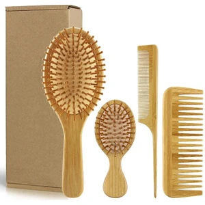 4 Parçadan Oluşan Bambu Doğal Fırça Tarak Seti