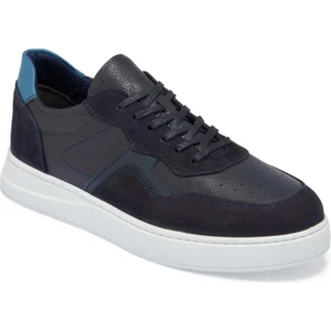 Lacivert Hakiki Deri Erkek Sneaker - E24I1AY56841-A31