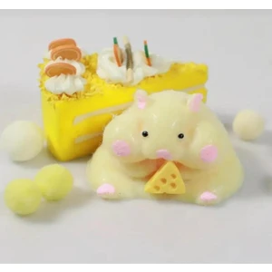 Hamster Sukuşi -Taba Sukuşi - Squishy Fare- Tüylü Fare - Stress Oyuncak (Sarı)