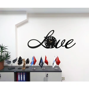 Love El Yazısı Modern Tasarımlı Modern Dekoratif Metal Duvar Saati