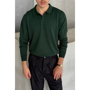 Erkek Pamuklu Polo Yaka Oversize Triko Kazak