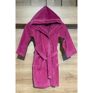 Yumuşak Dokulu Kapüşonlu Çocuk Bornozu - Fuşya - 3-4yaş
