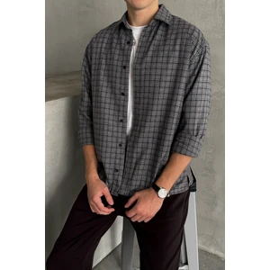 Erkek Oversize Kesim Kareli Gömlek