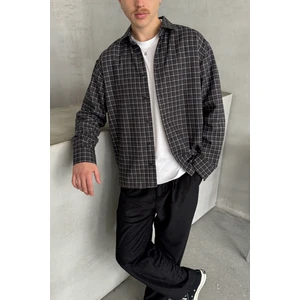 Erkek Oversize Kesim Kareli Gömlek