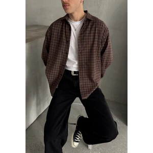 Erkek Oversize Kesim Kareli Gömlek