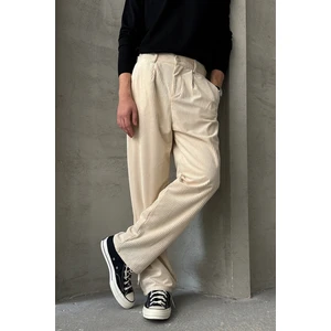 Erkek Pileli Baggy Kalıp Kadife Pantolon