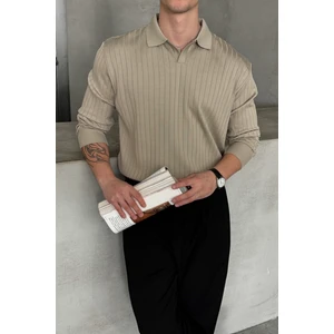 Hyman Erkek Polo Yaka Fitilli Oversize Triko Kazak