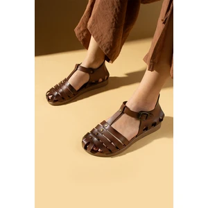 Pembe Potin 4 Biyeli Tokalı Rahat Taban Kadın Sandalet 51-171-25