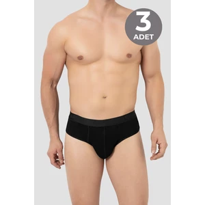Erkek Bambu Slip Külot Düz Siyah 3'lü Paket