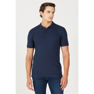 %100 Pamuk Regular Fit Normal Kesim Lacivert Polo Yaka Tişört