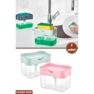 2 Adet Pompalı Hazneli Mutfak Bulaşık Deterjanlığı, Pratik Sıvı Bulaşık Deterjanlık 2’li Set