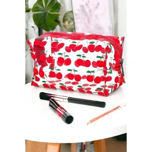 Kiraz Desenli Makyaj Çantası
