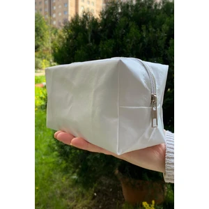 Beyaz Suni Deri Makyaj Çantası