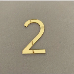 Kapı Daire Numarası 1 mm Gold Ayna Pleksi Yapışkanlı No -2 Iki