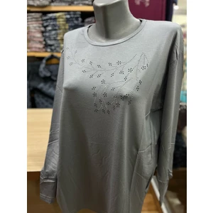 Kadın Likralı Taşlı Penye Bluz