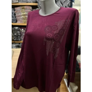 Kadın Likralı Taşlı Penye Bluz