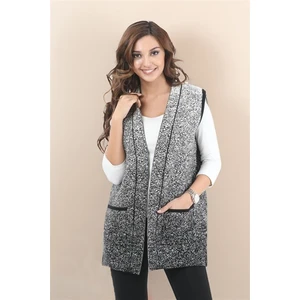 Kadın Siyah Cepli Kolsuz Triko Örme Yelek