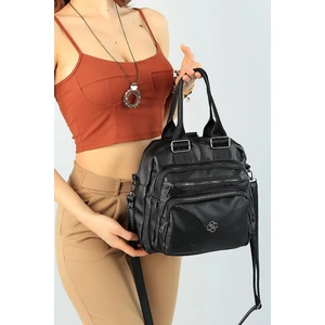 Siyah Çok Gözlü Kadın El Omuz Ve Sırt Çantası