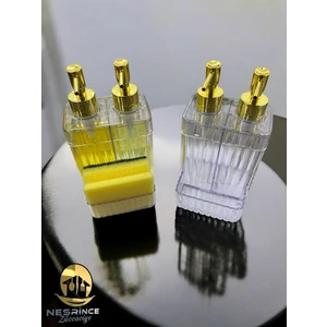 Sıvı Sabunluk Çift Hazneli Şeffaf , Gold Kapaklı tezgah Üstü Deterjanlık, akrilik Mika (350 Ml)