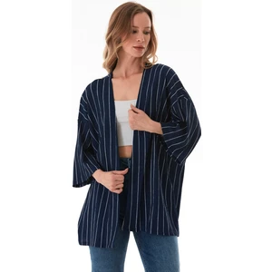 Çizgili Bürümcük Kumaş Kimono