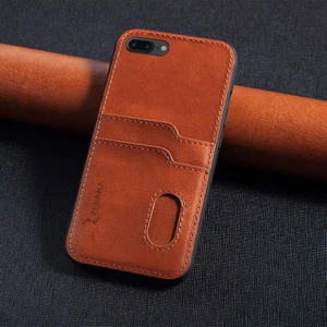 Apple iPhone 6 Plus Uyumlu Kılıf Kartlıklı Lüx Deri Kılıf Kahverengi