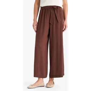 Culotte Beli Lastikli Geniş Paça Kuşaklı Krinkıl Viskon Kapri Pantolon C9565AX25SM
