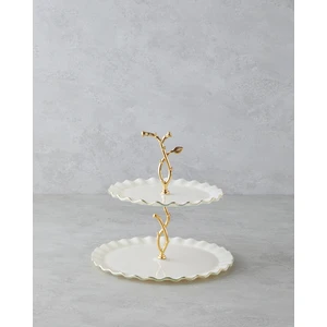Lustre Cam Katlı Servis 20+26  cm  Krem-Gold