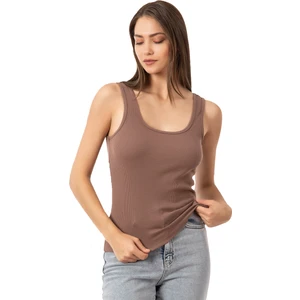 Özkan 26815 Kadın Soft Pamuklu Kaşkorse Fitilli Esnek Rahat Kalın Askılı Örme Atlet Bluz
