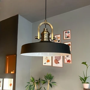 Açe Siyah Tekli Delikli Eskitme Başlık Avize Retro Sarkıt Ofis Showroom Salon Mutfak Avizeleri