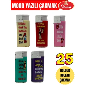 Mood Yazılı Doldur Kullan Çakmak 25 Adet