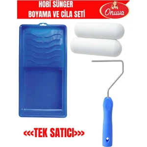 Boya ve Cila Seti , 2'li Köpük Sünger + Tava + Rulo Sapı