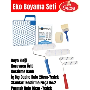 8 Parça Boyacı Seti | Rulo,fırça,bant,koruyucu Örtü,boya Izgarası,parmak Rulo,yedek Rulo