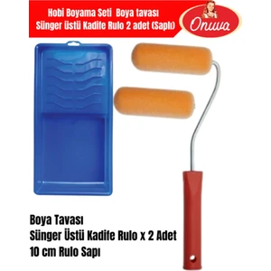 Hobi Boyama Seti | Boya Tavası | Sünger Üstü Kadife Rulo 2 Adet (Saplı)