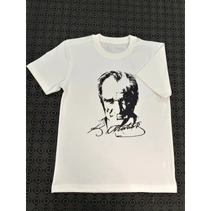 Mustafa Kemal Atatürk Resimli ve Imzalı Baskılı Çocuk Tişörtü