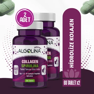 Collagen + Spirulina Tablet Takviye Edici Gıda - 1260 mg 60 Tablet-(Kolajen Tip 123) x 2 Adet