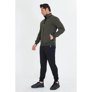 Erkek Pamuklu Dik Yakalı Eşofman Takımı Haki 5749-H