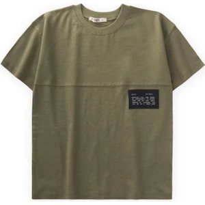 Etiket Detaylı T-Shırt 8-12 Yaş Olive