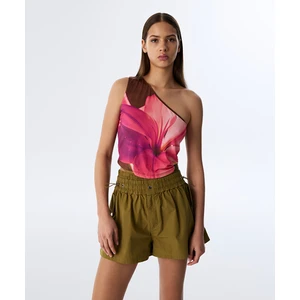 Asimetrik Kol Crop T-Shırt TS1250070122074