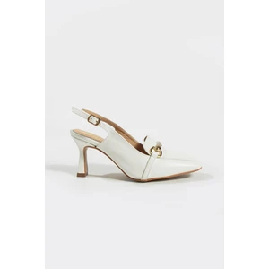 Zuzu Toka Detay  Beyaz Kadın Klasik Topuklu Ayakkabı