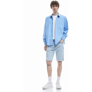 Pamuklu Bermuda Slim Fit Jean Şort