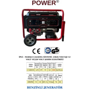 LT6500 EN 6,75 Kva Benzinli Jeneratör Ipli Marşlı