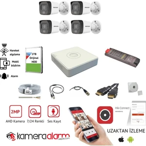 4 Kameralı Dahili Mikrofonlu Gece Renkli Güvenlik Kamerası